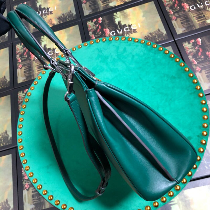 Gucci Zumi Smooth Leather Medium Top Handle Bag Green 564714