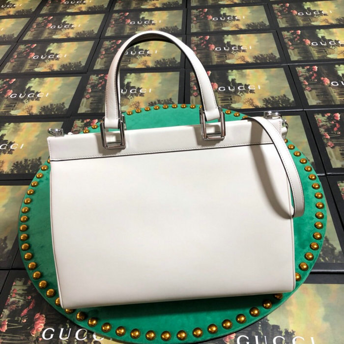 Gucci Zumi Smooth Leather Medium Top Handle Bag White 564714