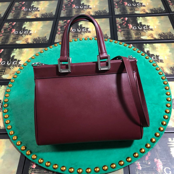 Gucci Zumi Smooth Leather Small Top Handle Bag Burgundy 569712