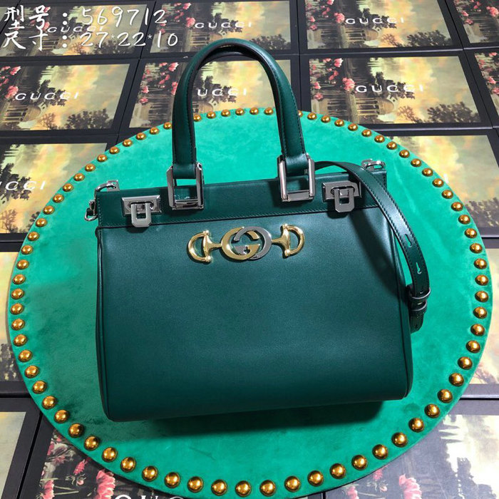 Gucci Zumi Smooth Leather Small Top Handle Bag Green 569712