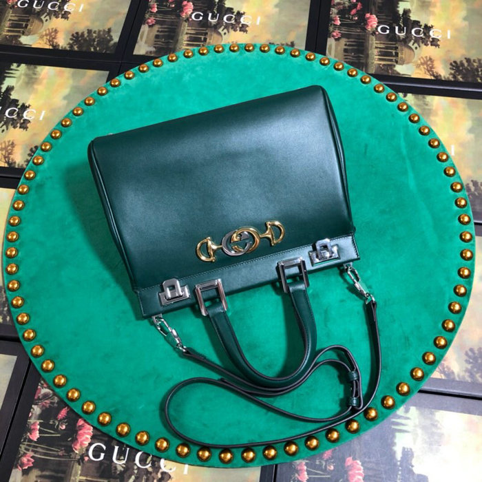 Gucci Zumi Smooth Leather Small Top Handle Bag Green 569712