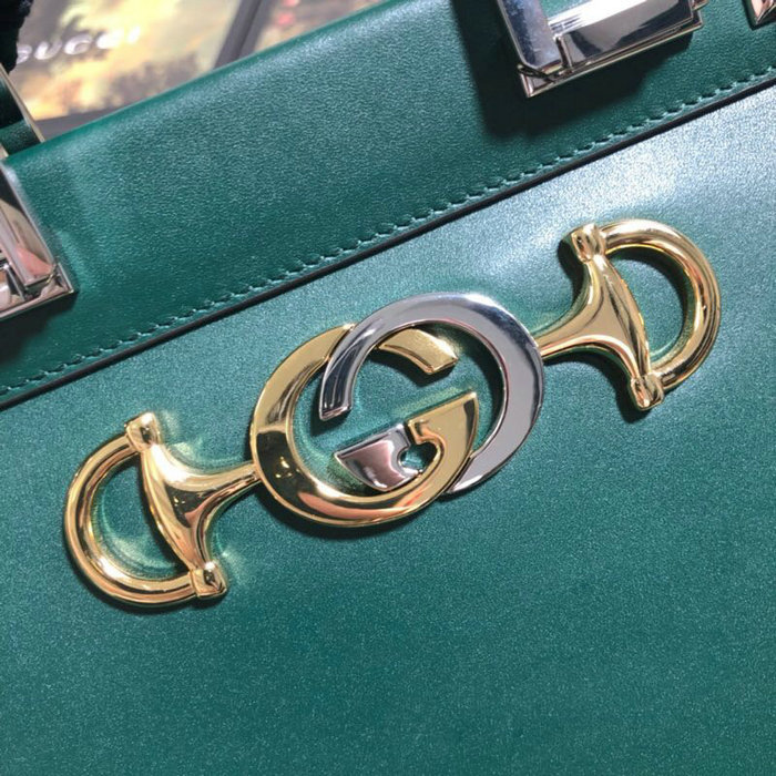 Gucci Zumi Smooth Leather Small Top Handle Bag Green 569712