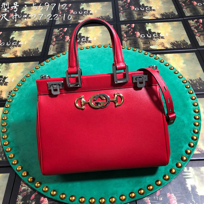 Gucci Zumi Smooth Leather Small Top Handle Bag Red 569712