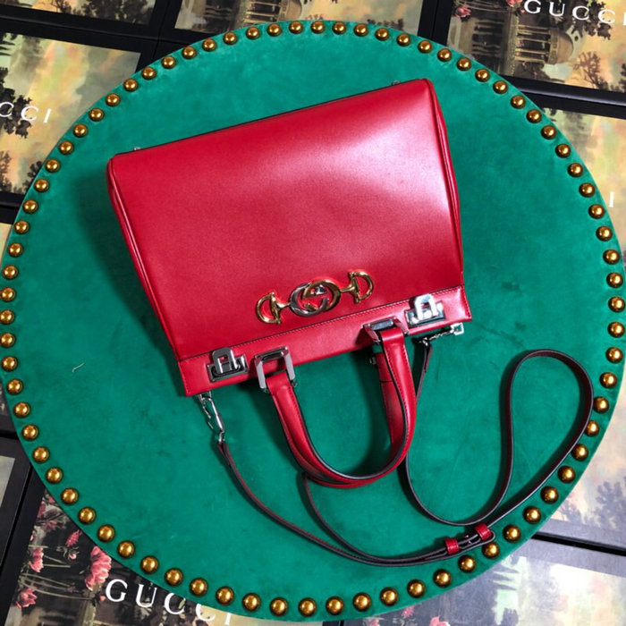 Gucci Zumi Smooth Leather Small Top Handle Bag Red 569712