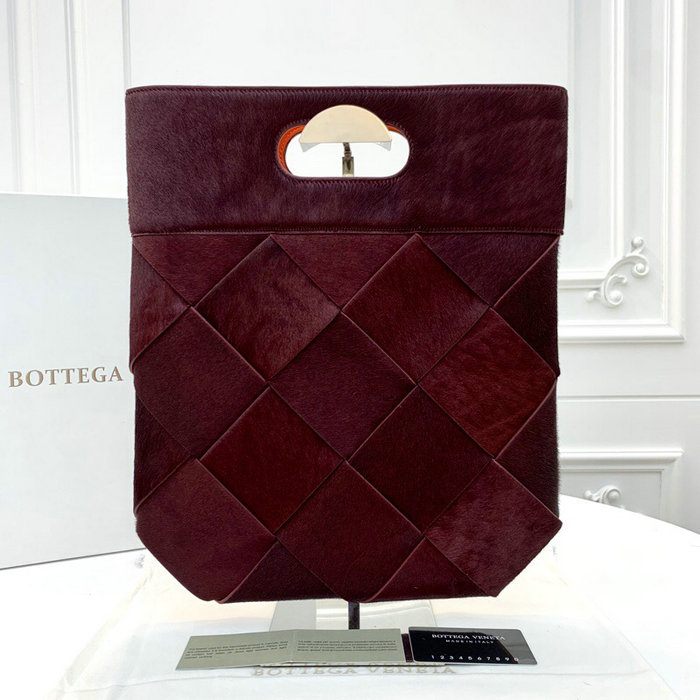 Bottega Veneta Small Slip Tote in Burgundy Pony Lux 574154