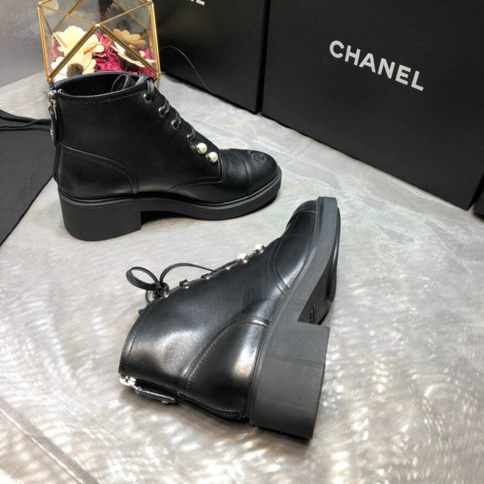 Chanel Calfskin Ankle Boots Black C10055