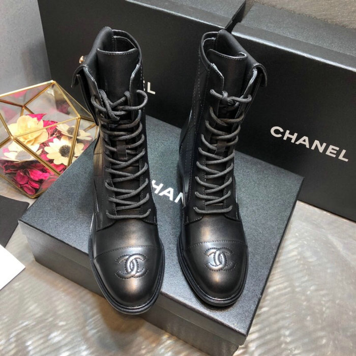 Chanel Calfskin Ankle Boots Black C10056