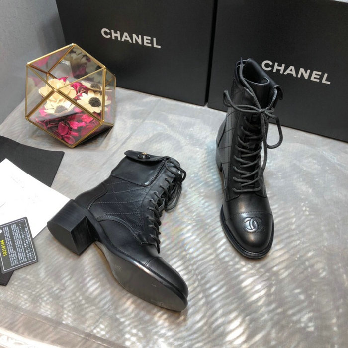 Chanel Calfskin Ankle Boots Black C10056