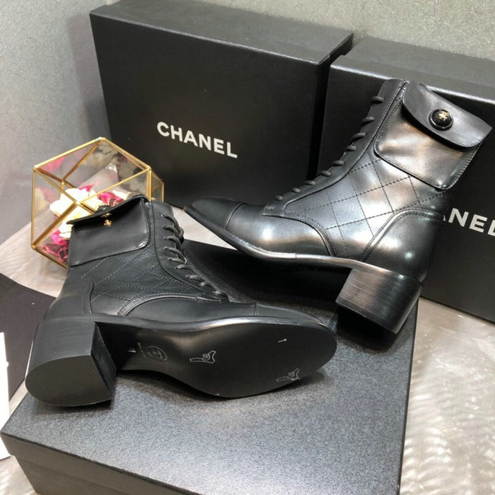 Chanel Calfskin Ankle Boots Black C10056