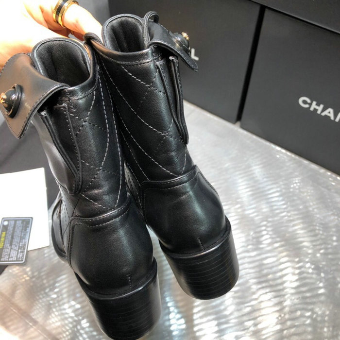 Chanel Calfskin Ankle Boots Black C10056