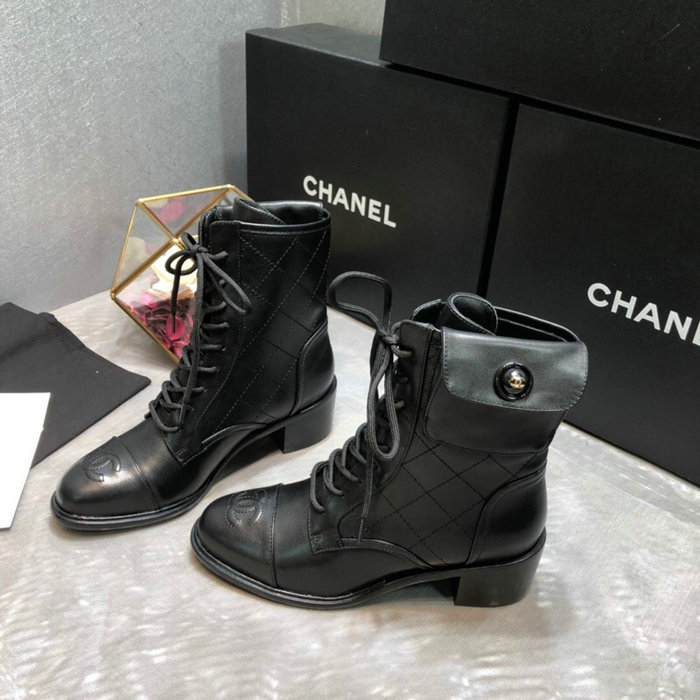 Chanel Calfskin Ankle Boots Black C10056