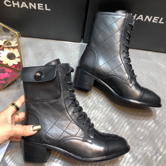 Chanel Calfskin Ankle Boots Black C10056