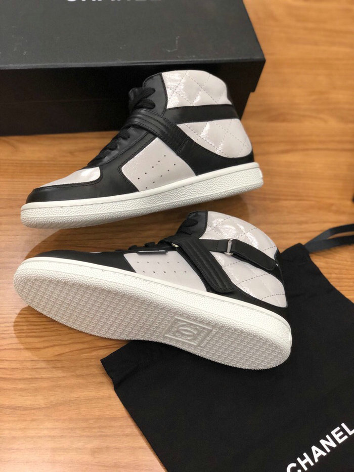 Chanel Calfskin Sneaker Black and Silver C10051