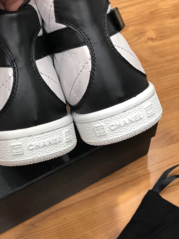 Chanel Calfskin Sneaker Black and Silver C10051