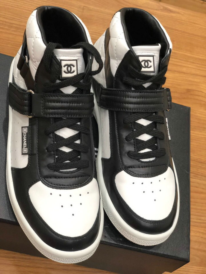 Chanel Calfskin Sneaker Black and White C10051