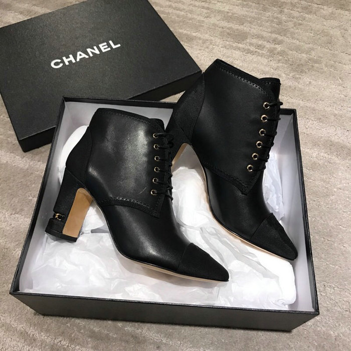 Chanel Smooth Calfskin Ankle Boots Black CS19103