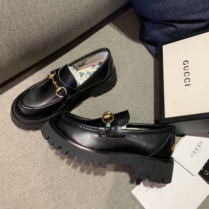 Gucci Zumi Leather Mid-heel Loafer Black GS19101