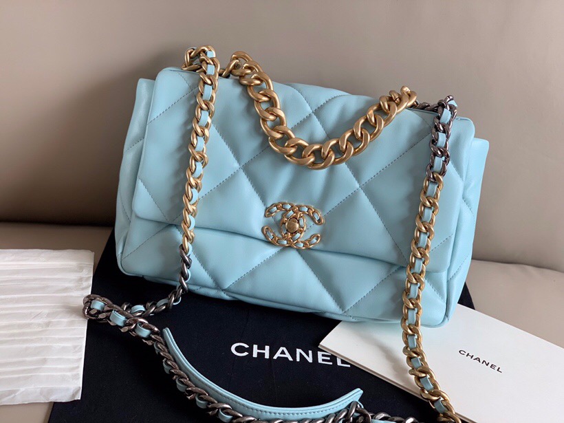 Chanel Goatskin Small Flap Bag Light Blue A24101