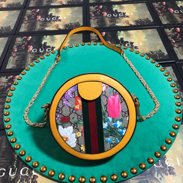 Gucci Ophidia GG Flora Mini Round Shoulder Bag 550618