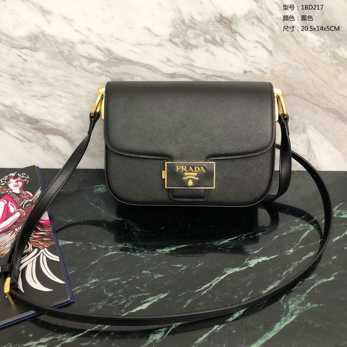 Prada Embleme Saffiano Leather Bag Black 1BD217