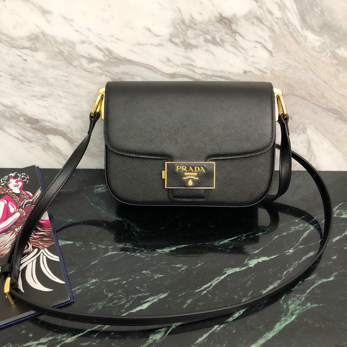 Prada Embleme Saffiano Leather Bag Black 1BD217