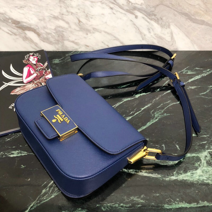 Prada Embleme Saffiano Leather Bag Blue 1BD217