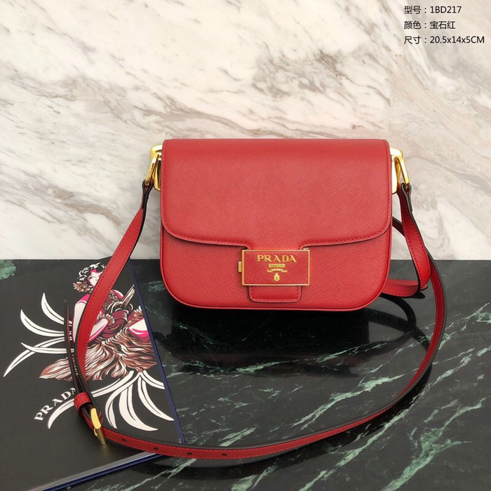 Prada Embleme Saffiano Leather Bag Red 1BD217