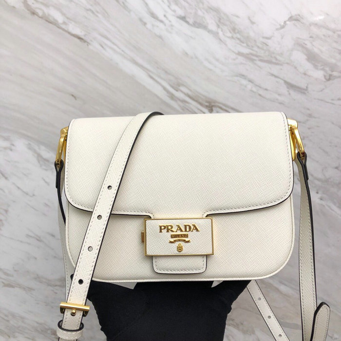 Prada Embleme Saffiano Leather Bag White 1BD217