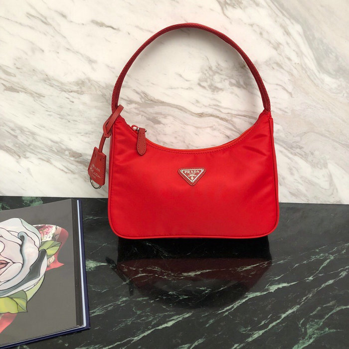 Prada Nylon Hobo Bag Red 1NE515