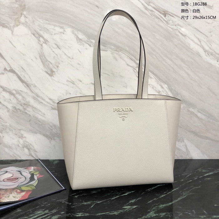 Prada Saffiano Leather Tote Bag White 1BG288