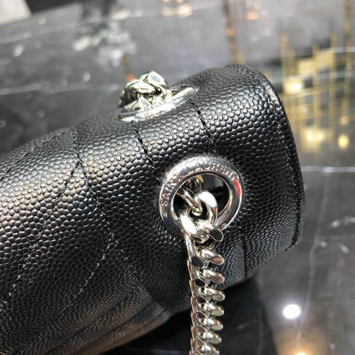 Saint Laurent Black Envelope Medium Bag with Silver Hardware 487206