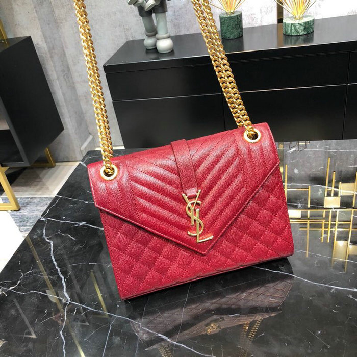 Saint Laurent Envelope Medium Bag Dark Red 487206