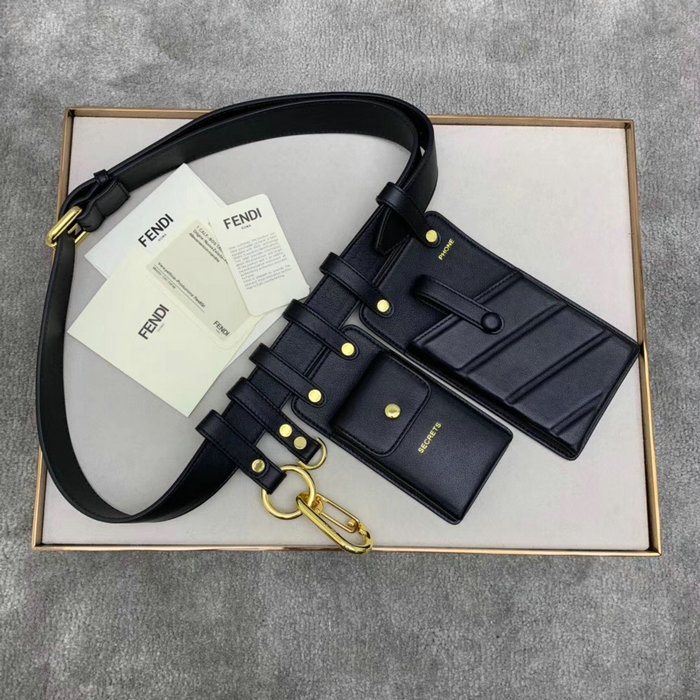 Fendi Calfskin Belt Bag Black F593D