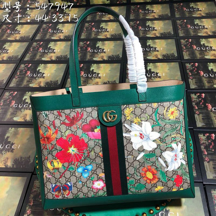 Gucci Ophidia GG Flora Medium Tote Green 547947