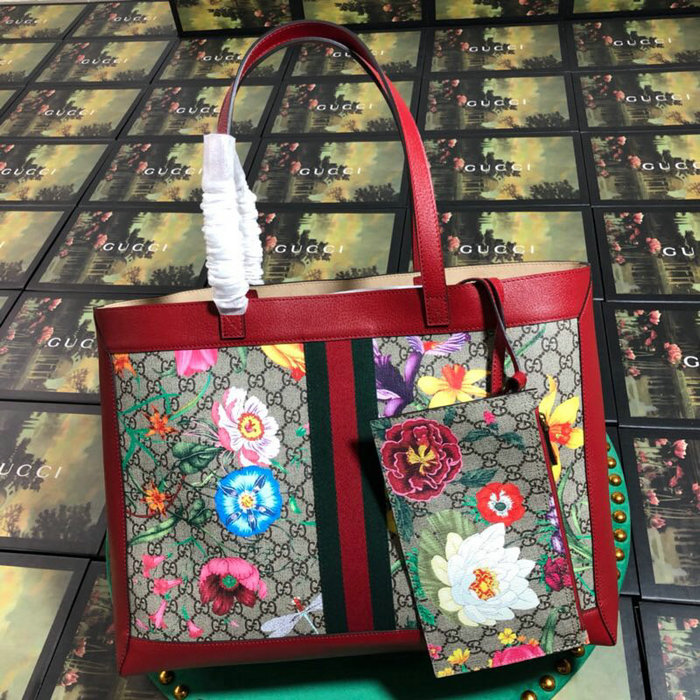 Gucci Ophidia GG Flora Medium Tote Red 547947