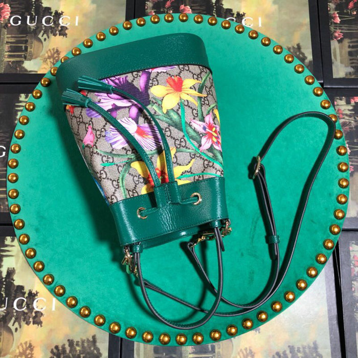 Gucci Ophidia GG Flora Small Bucket Bag Green 550621