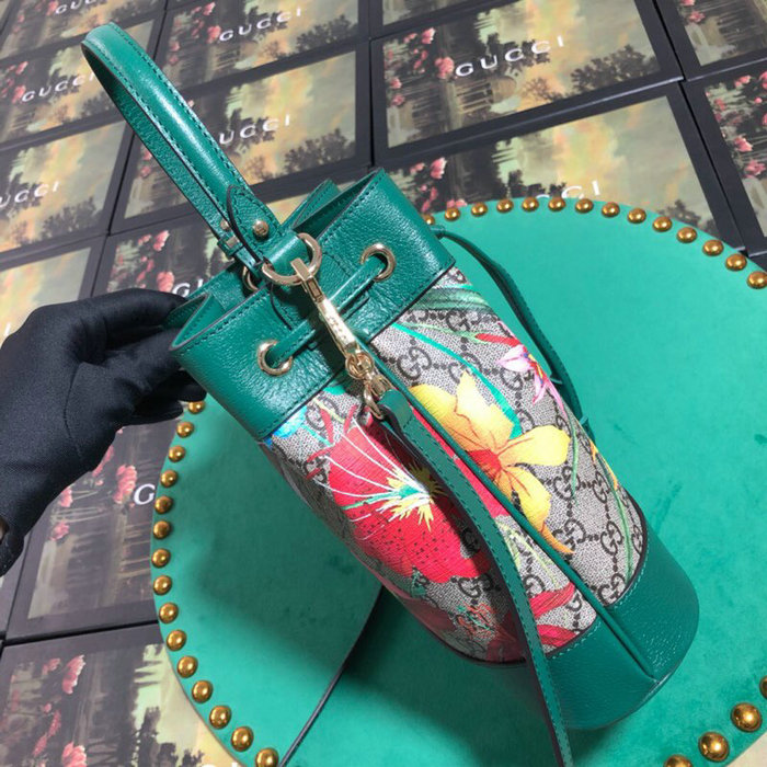 Gucci Ophidia GG Flora Small Bucket Bag Green 550621