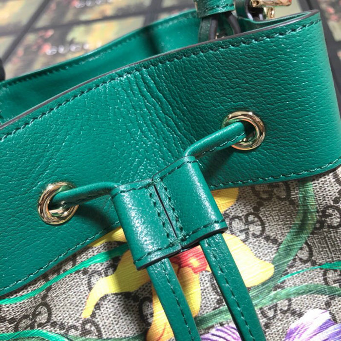 Gucci Ophidia GG Flora Small Bucket Bag Green 550621