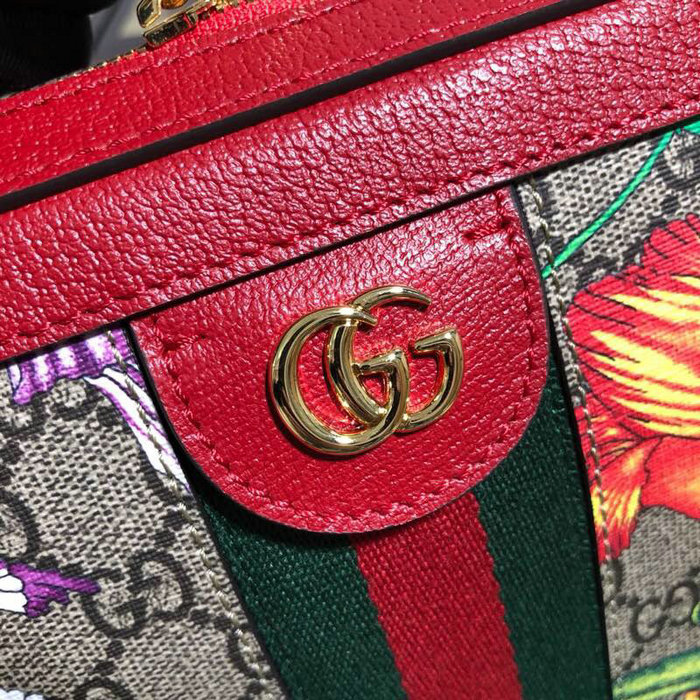 Gucci Ophidia GG Flora Small Shoulder Bag Red 550622