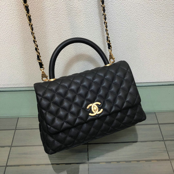 Chanel Flap Bag with Top Handle Black A92991