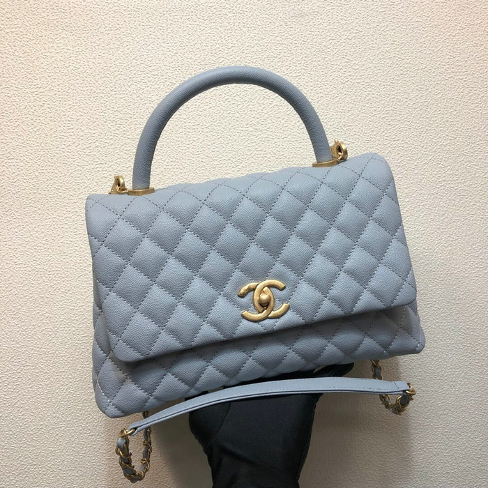 Chanel Flap Bag with Top Handle Blue A92991