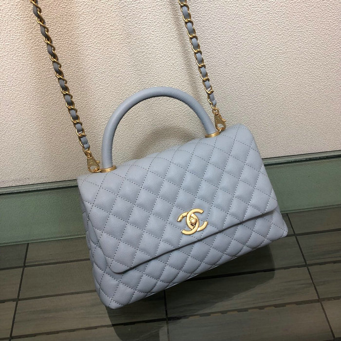 Chanel Flap Bag with Top Handle Blue A92991