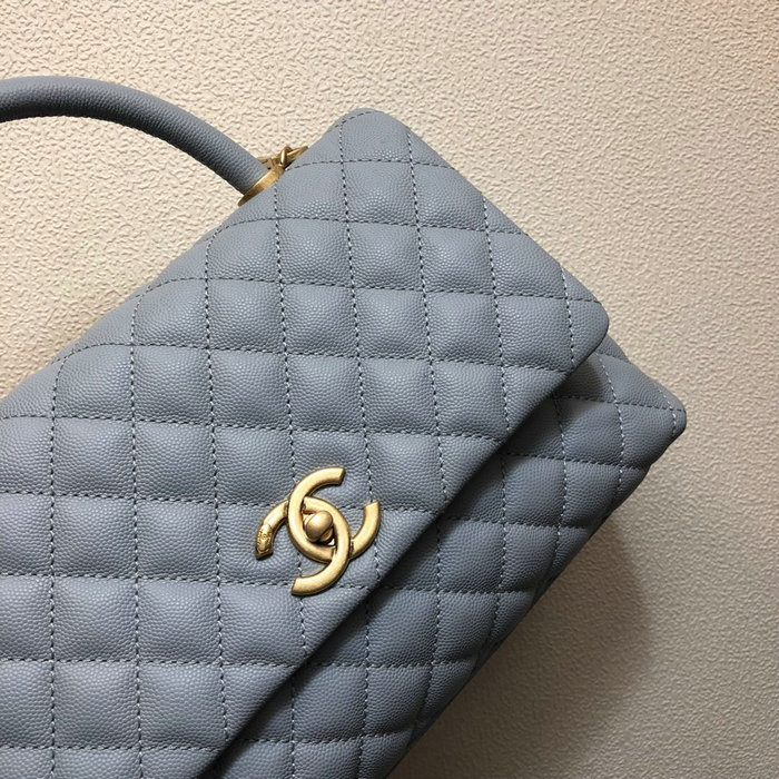 Chanel Flap Bag with Top Handle Blue A92991