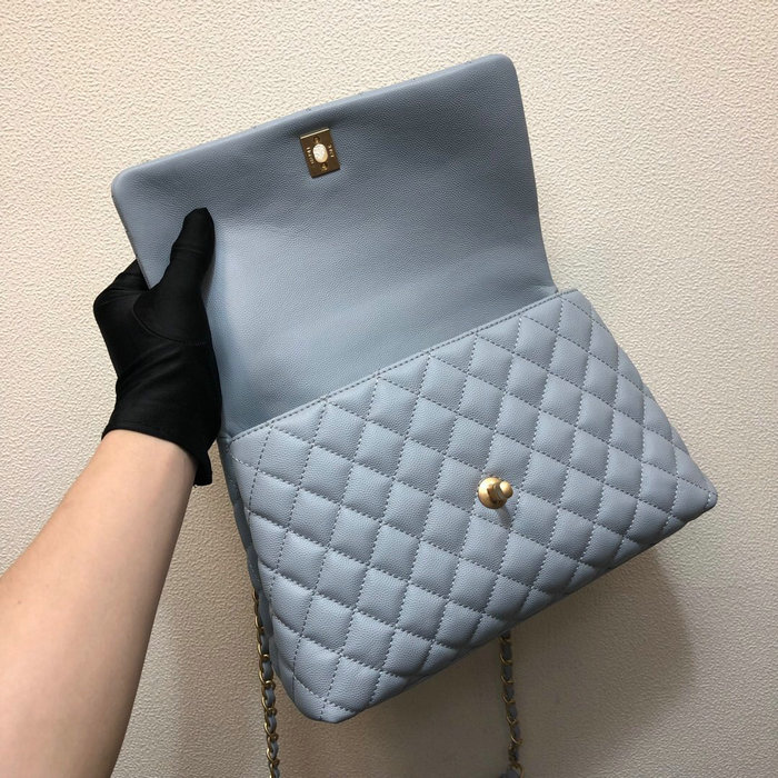 Chanel Flap Bag with Top Handle Blue A92991