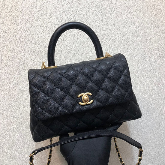 Chanel Small Flap Bag with Top Handle Black A92990