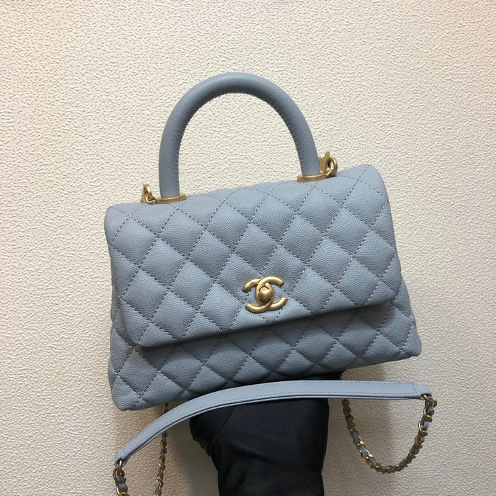 Chanel Small Flap Bag with Top Handle Blue A92990