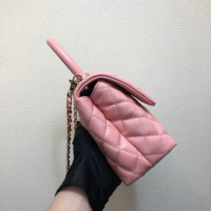 Chanel Small Flap Bag with Top Handle Pink A92990