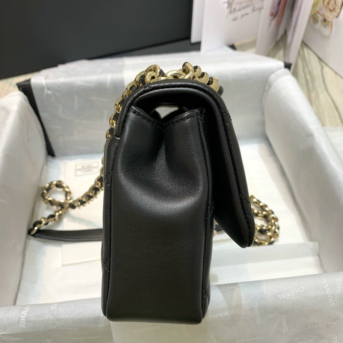 Chanel Lambskin Flap Shoulder Bag Black AS1353