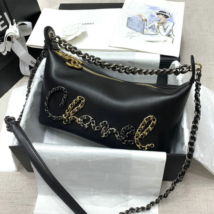 Chanel Calfskin Shoulder Bag Black AS02011