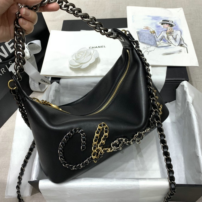 Chanel Calfskin Shoulder Bag Black AS02011